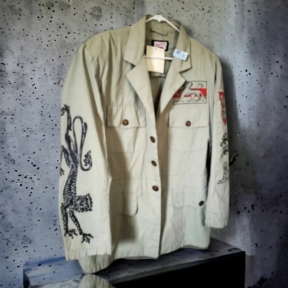 NWT Vintage Curt Roberts Y2K 90's Unique Military Graphic Collectible Jacket XL